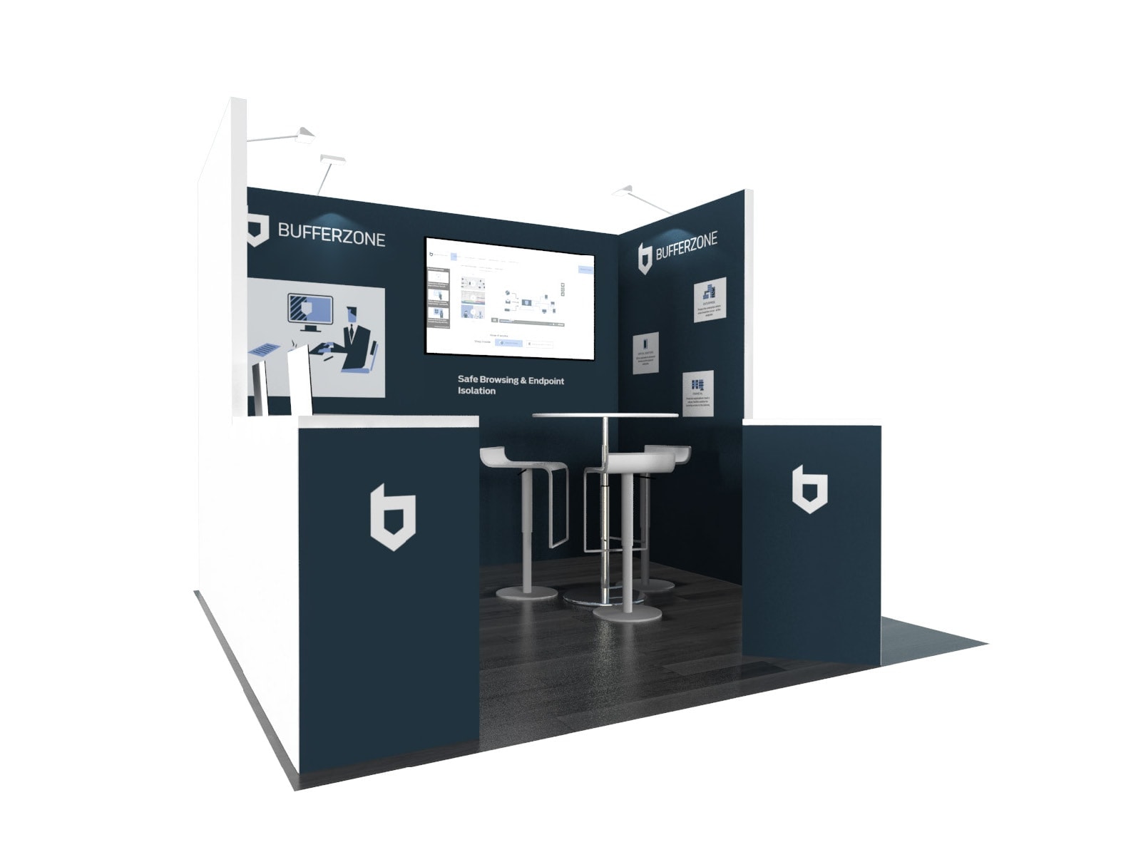 10x10 Bufferzone 10X10 011601 trade show exhibit rental Orlando - inline stand with seg graphics