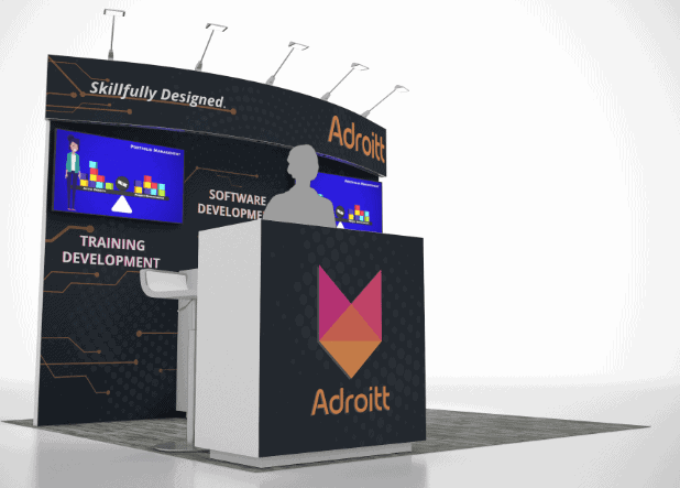 10x10 Ee 10X10 Adroitt trade show exhibit rental Orlando - inline stand with seg graphics