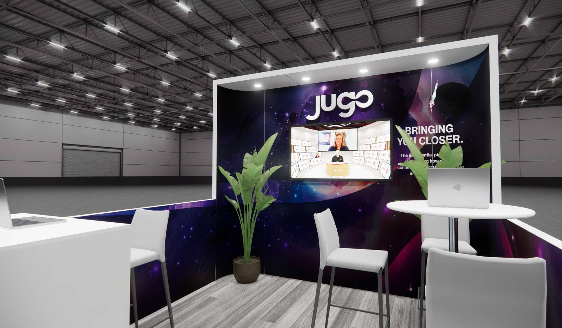 10x10 Jugo Final Render 10X10.V1.19.04.23 trade show exhibit rental Orlando - inline stand with seg graphics
