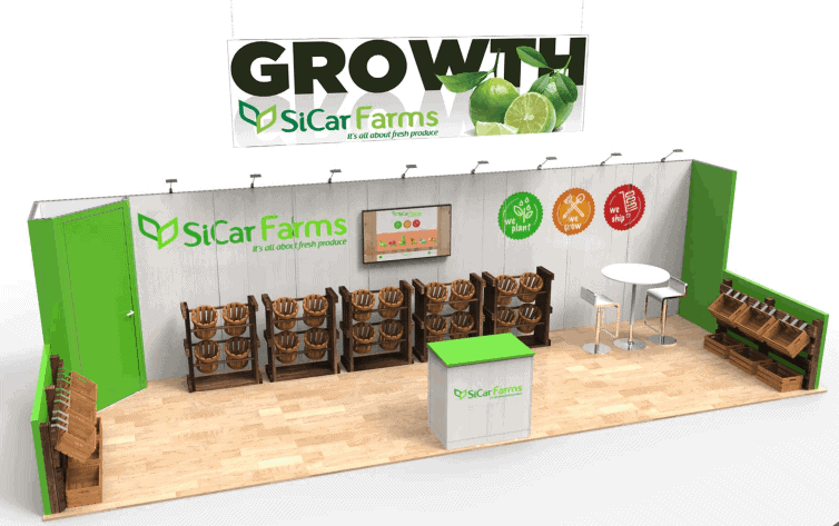 10x30 Sicar Farms 10 X 30 Model 2015 trade show exhibit rental Orlando - inline stand with seg graphics