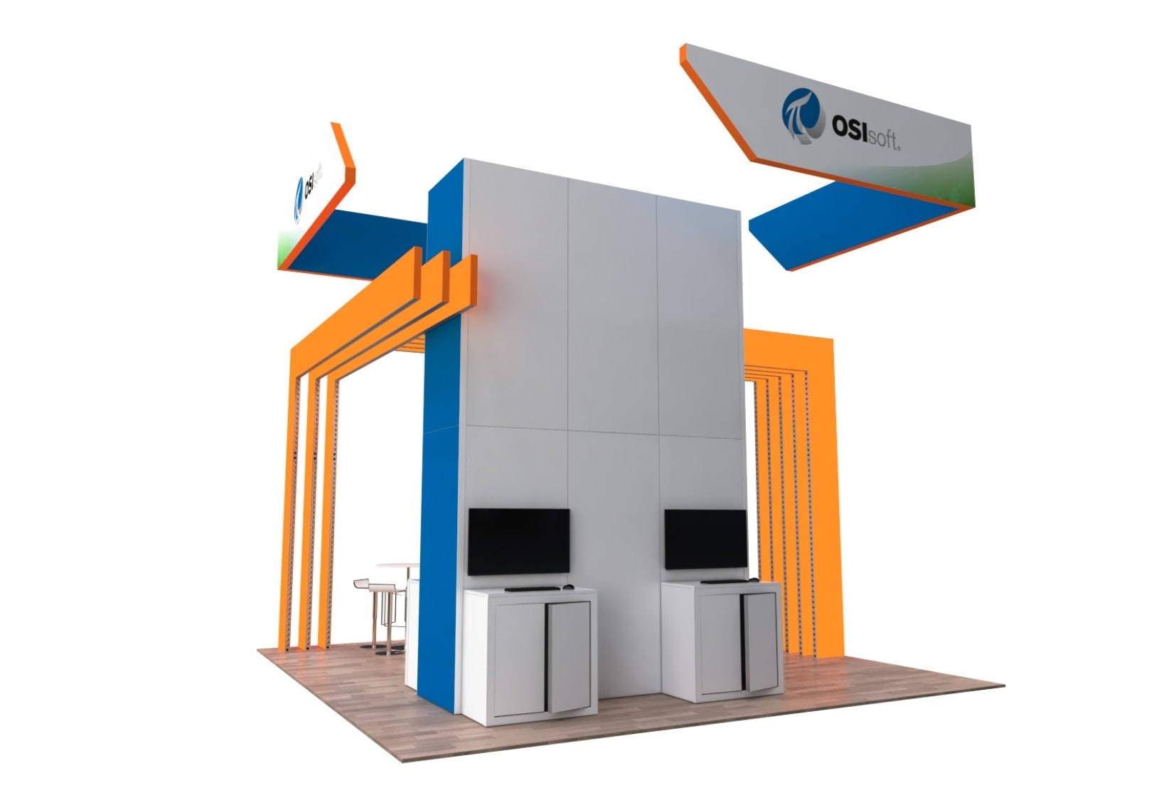 20x20 20 X 20 trade show exhibit rental Orlando - island stand with led video wall