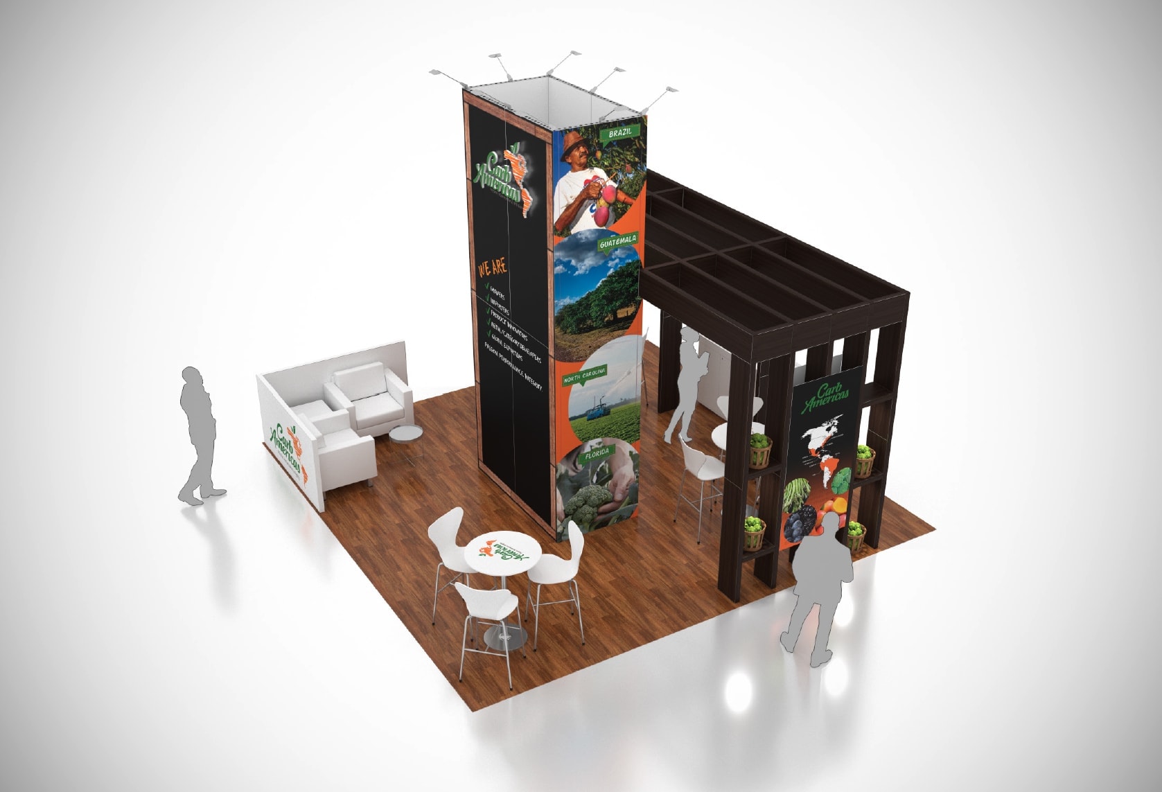 20x20 20 X 20 Food Beverage trade show exhibit rental Orlando - island stand with led video wall