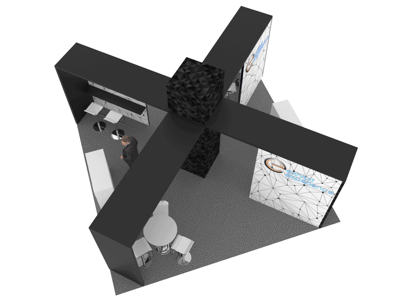 20x20 Consumer Electronics Show Model 2018 trade show exhibit rental Orlando - island stand with led video wall