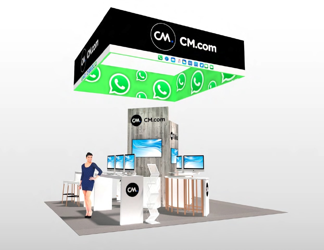 20x20 Saas trade show exhibit rental Orlando - island stand with led video wall