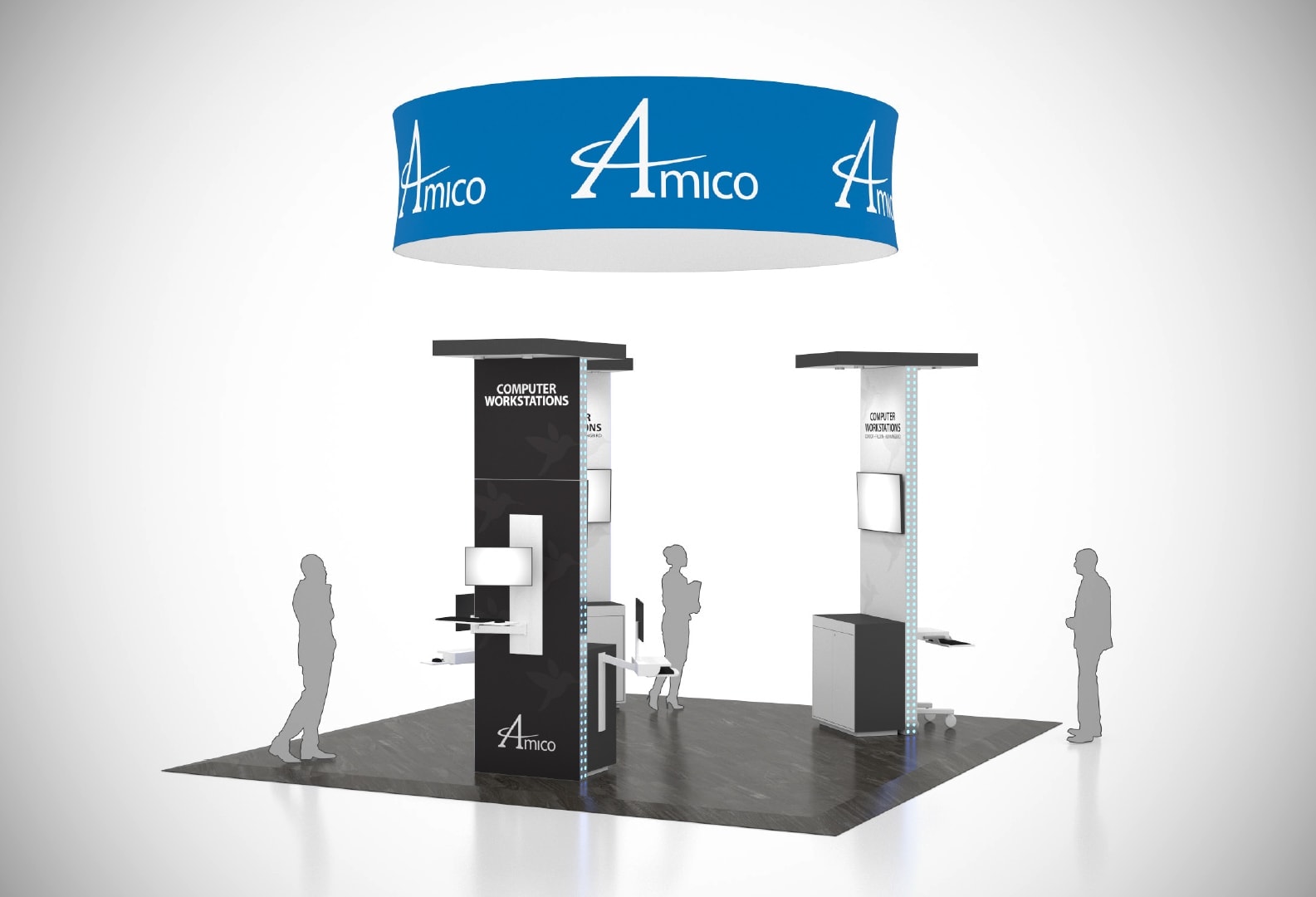 20x20 Software Company Demo trade show exhibit rental Orlando - island stand with led video wall