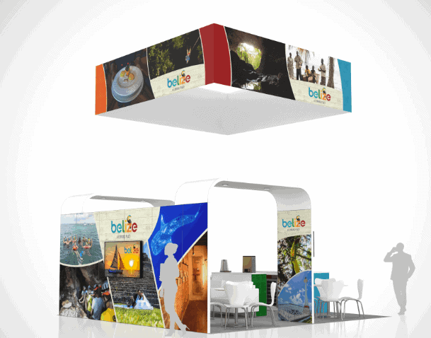 20x20 Ee 20X20 Fitur Show 2018 trade show exhibit rental Orlando - island stand with led video wall