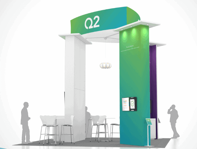 20x20 Ee 20X20 Q2 trade show exhibit rental Orlando - island stand with led video wall
