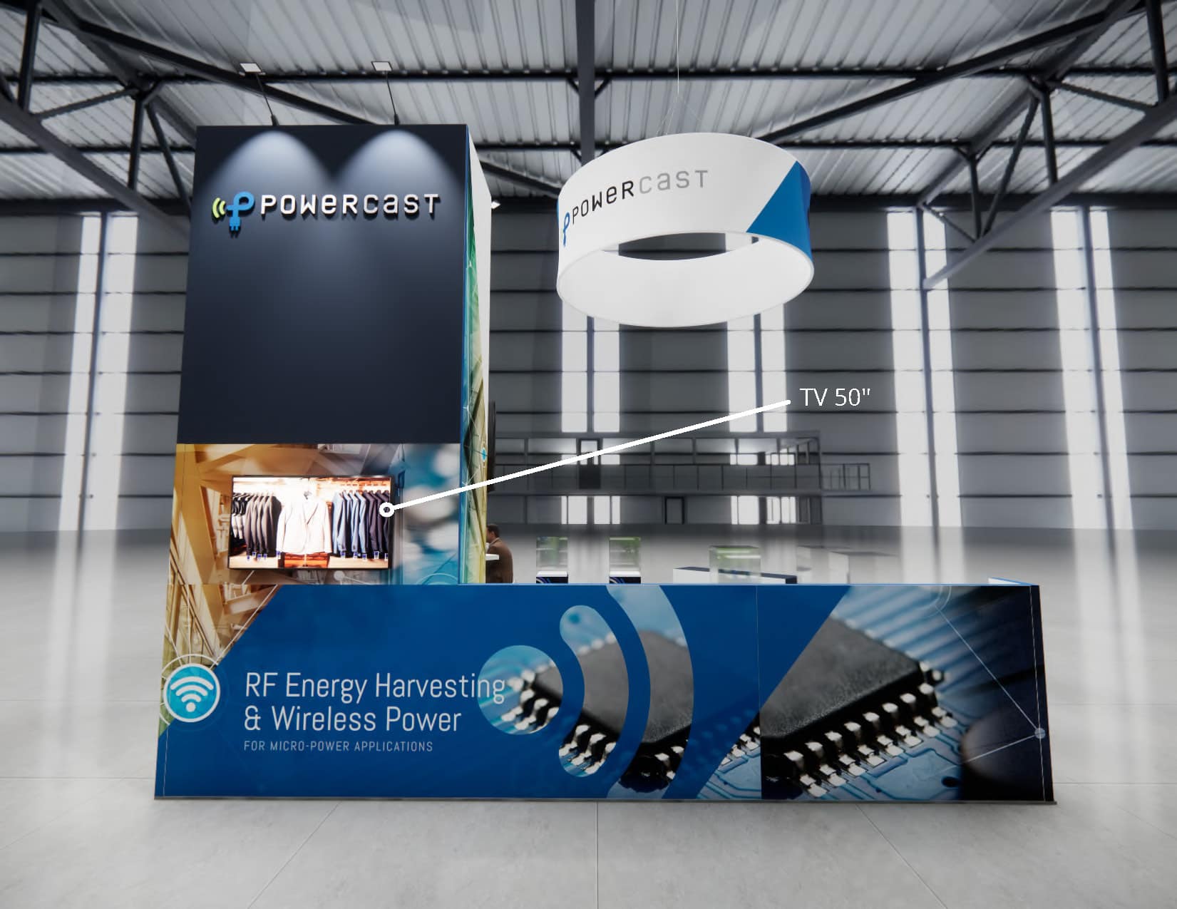 20x20 Nbaa trade show exhibit rental Orlando - island stand with led video wall