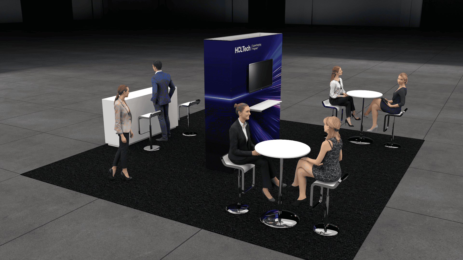 20x20 Signed Hcl 20X20 trade show exhibit rental Orlando - island stand with led video wall
