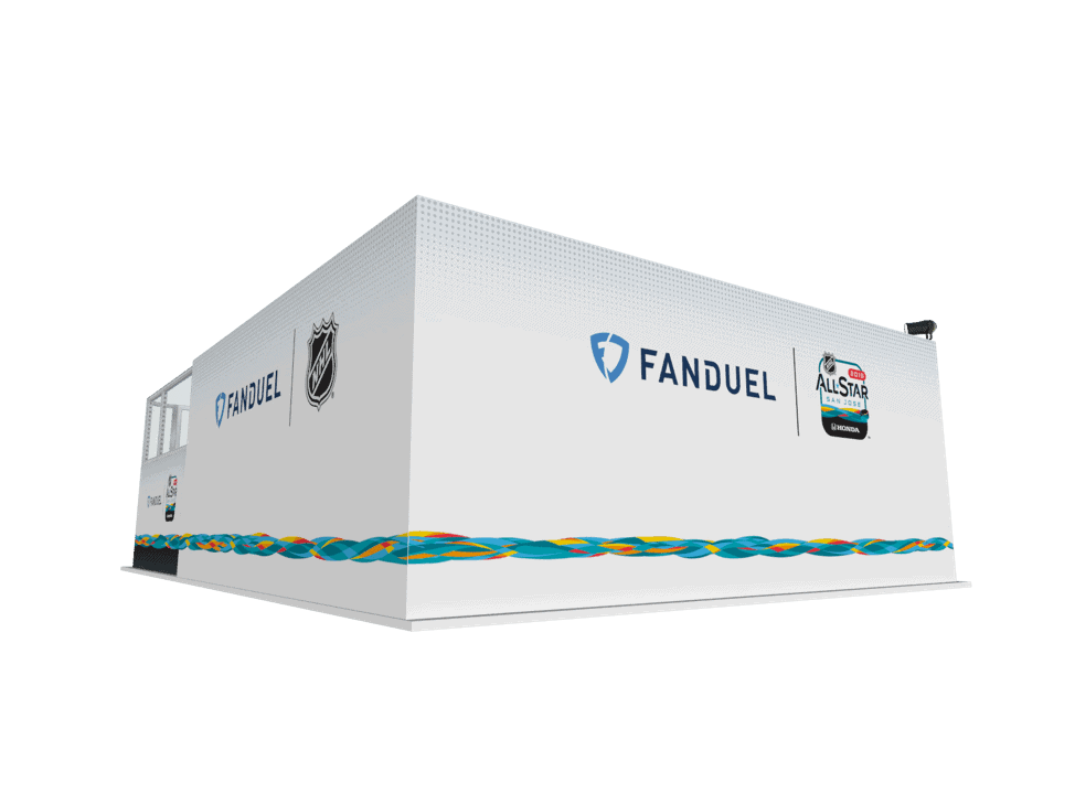 20x30 Fanduel trade show exhibit rental Orlando - island stand with led video wall