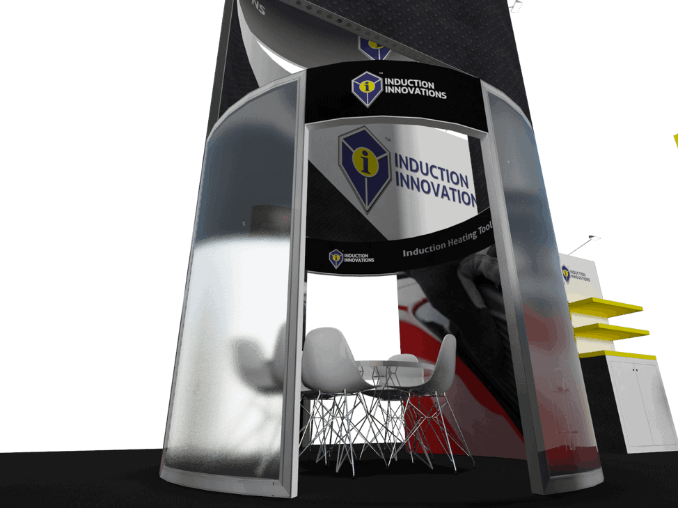 20x30 Induction Innovations trade show exhibit rental Orlando - island stand with led video wall