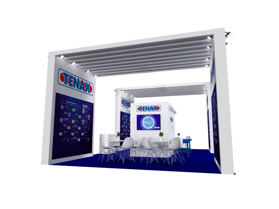 20x30 Tenax trade show exhibit rental Orlando - island stand with led video wall