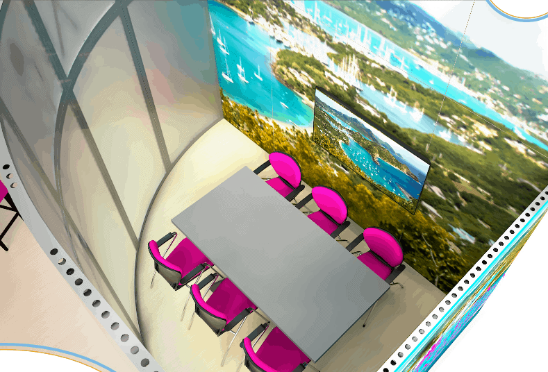 20x30 Antigua 20X30V3 trade show exhibit rental Orlando - island stand with led video wall