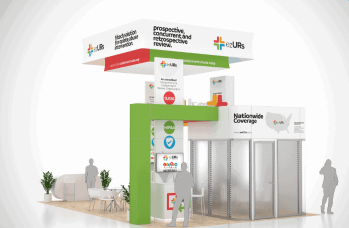 20x30 Ee 20X30 Ezurs trade show exhibit rental Orlando - island stand with led video wall