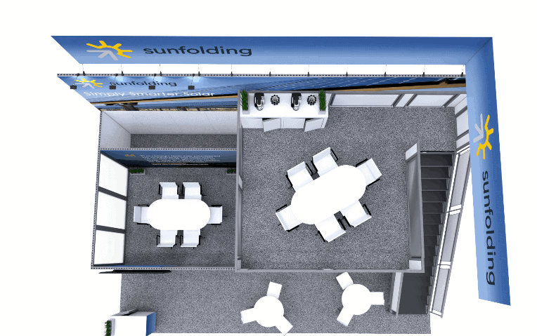 20x30 Sunfolding 20X30 Double Deck1 trade show exhibit rental Orlando - island stand with led video wall