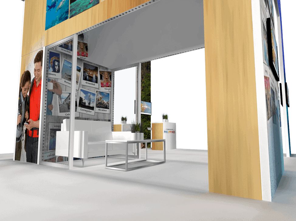 30x30 Phillipines trade show exhibit rental Orlando - island stand with led video wall