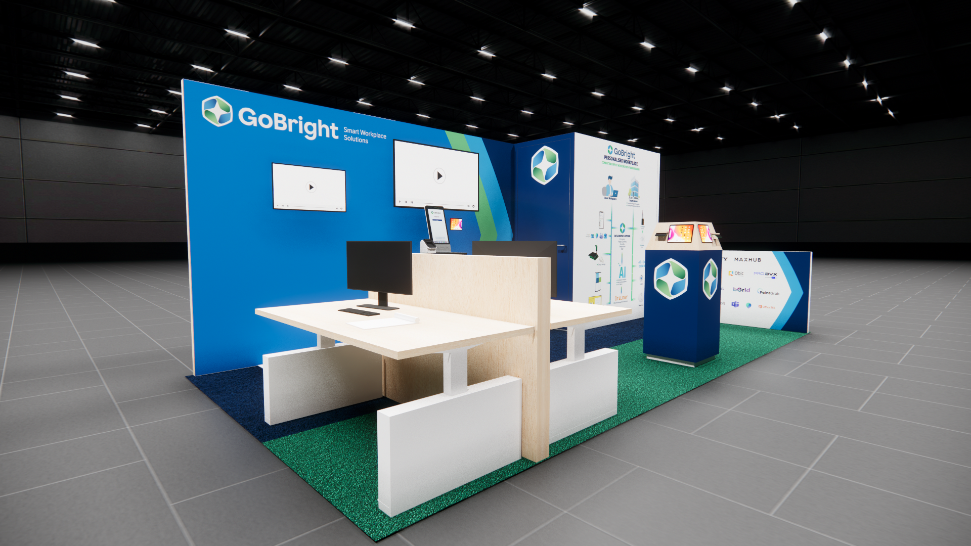 10x20 Go Bright trade show exhibit rental Orlando - inline stand with seg graphics