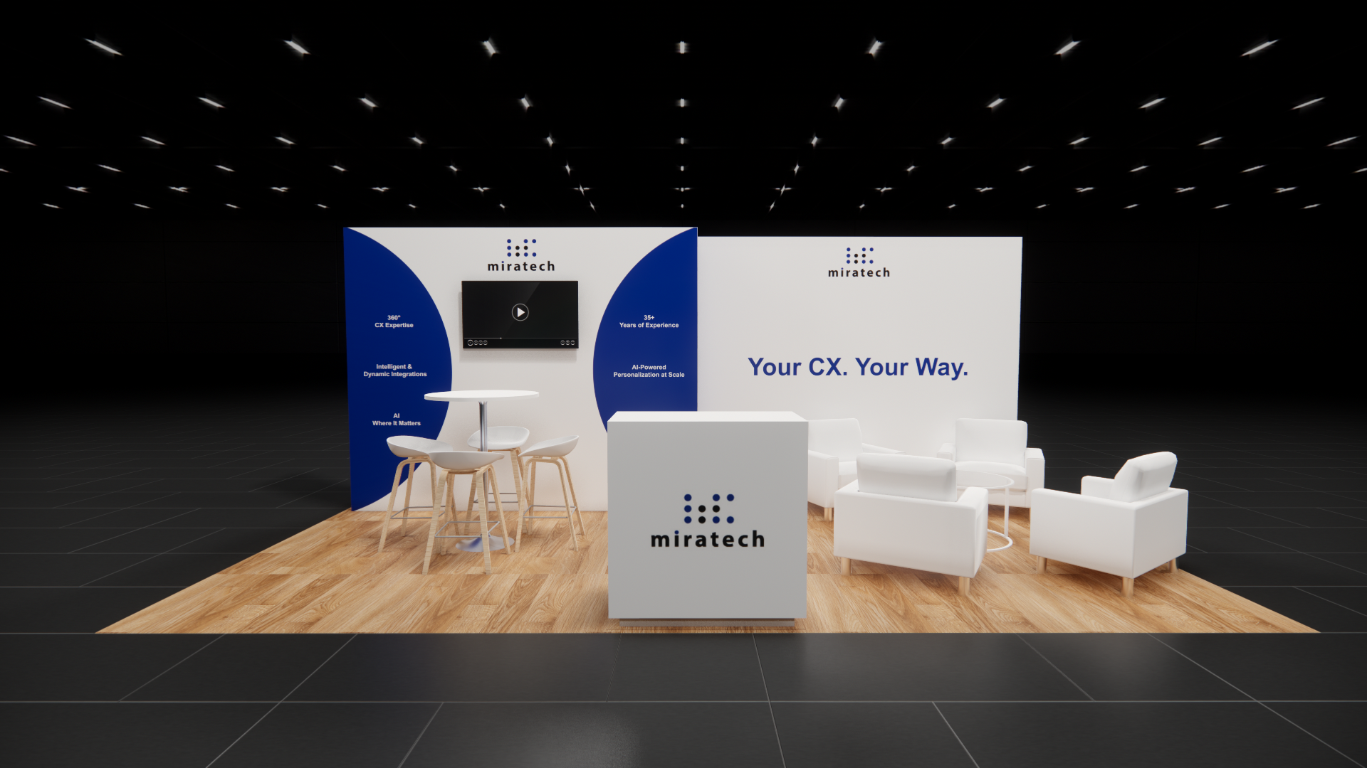 10x20 Miratech trade show exhibit rental Orlando - inline stand with seg graphics