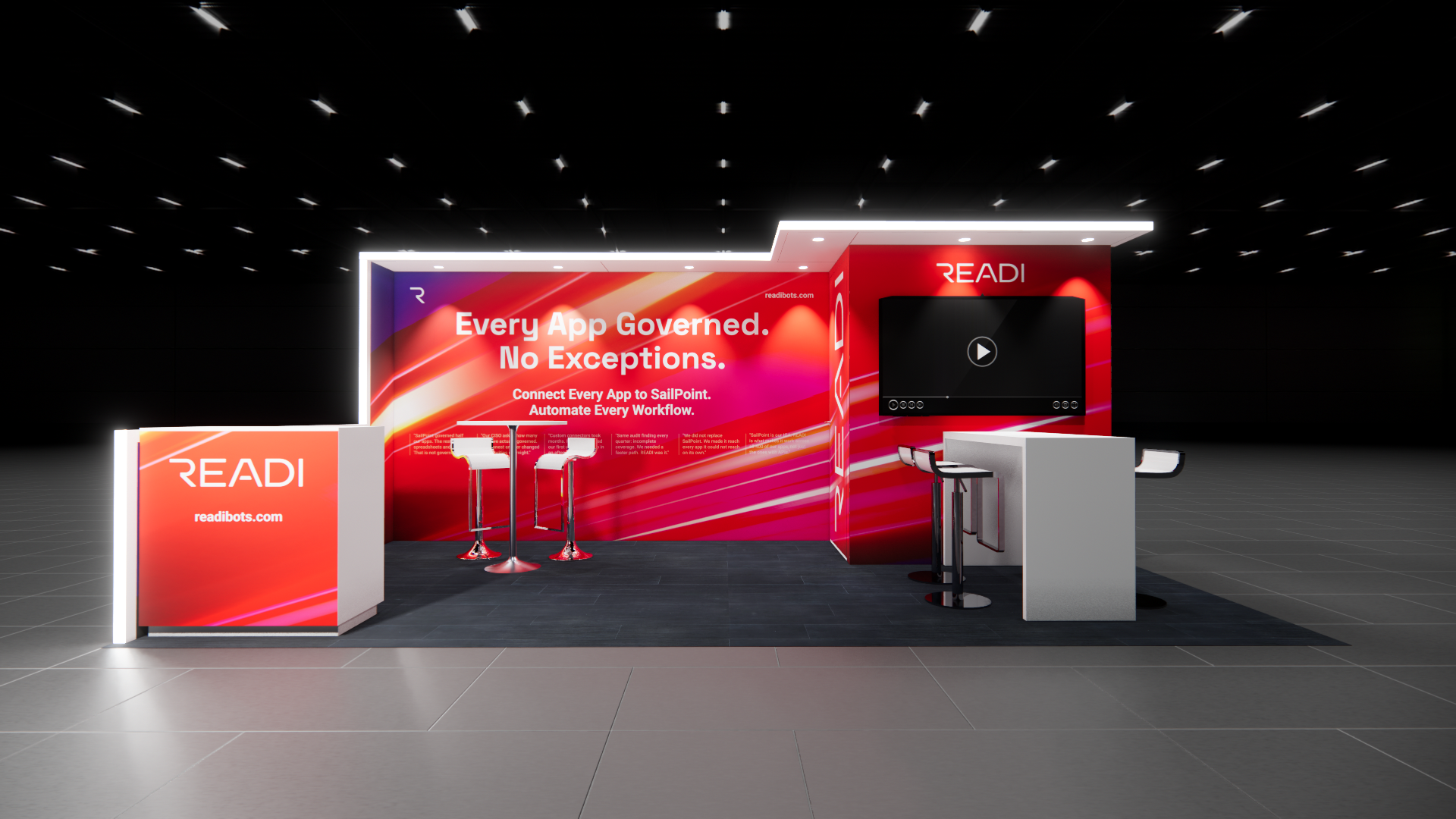 10x20 Readibots trade show exhibit rental Orlando - inline stand with seg graphics