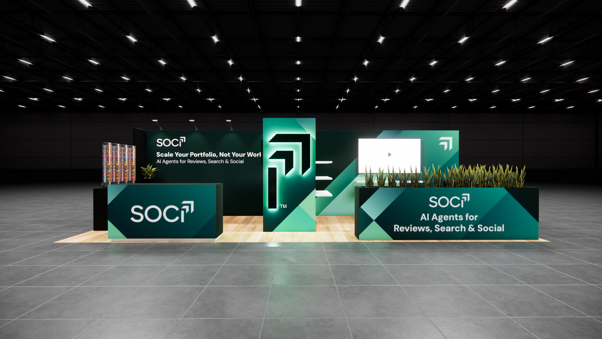 10x30 Soci trade show exhibit rental Orlando - inline stand with seg graphics